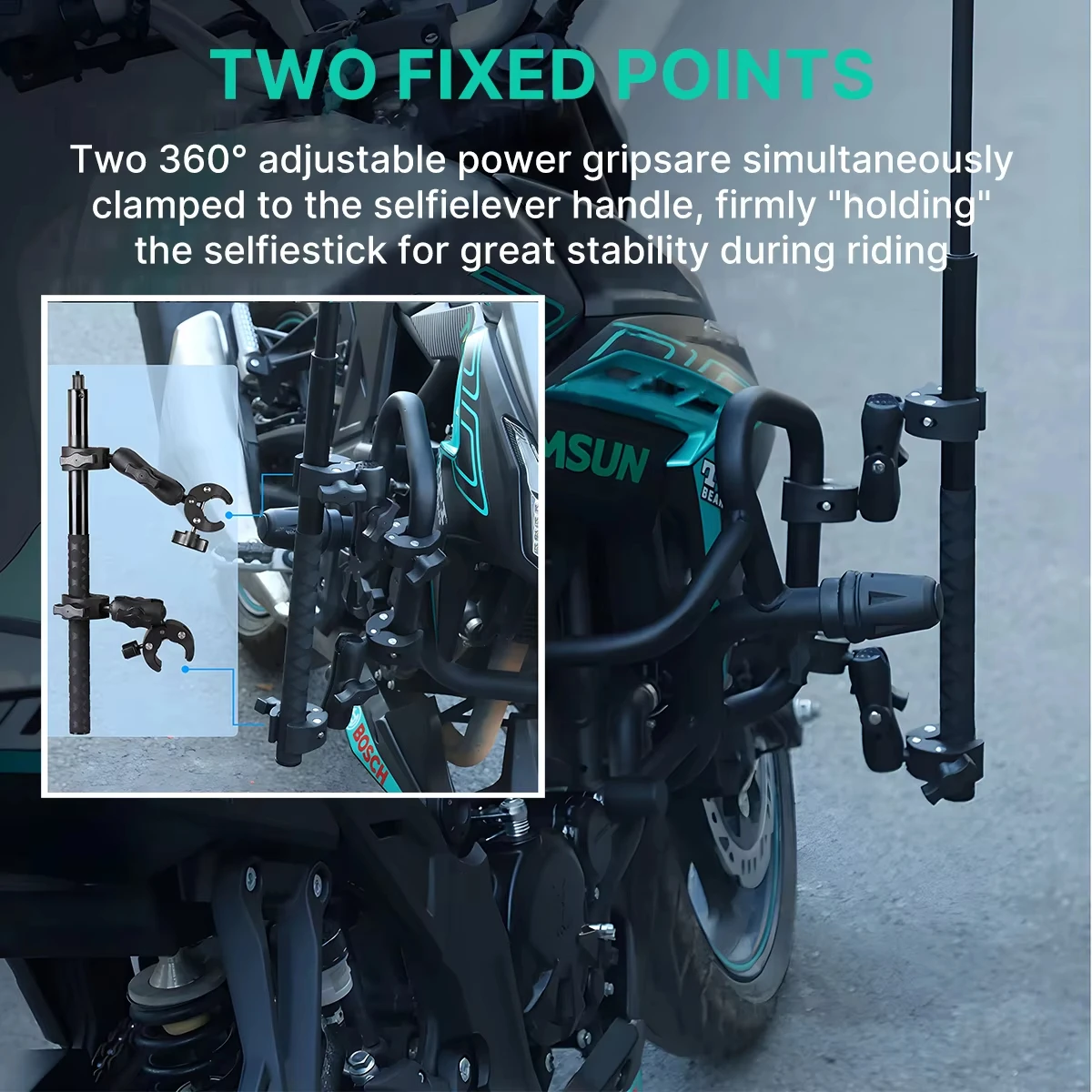 Double Head Clamp Kit For Insta360 One X2 X3 Motorcycle Bicycle Double Clip Bracket for GoPro 11 10 9 Action Camera Accessories image 3