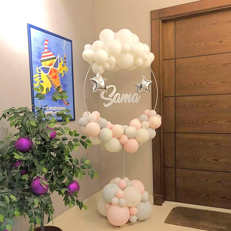 Ronde Hart Ballonnen Stand Houder Plastic Cirkel Ballon Arch Stand Kolom Bruiloft Verjaardagsfeestje Baby Shower Decor Benodigdheden