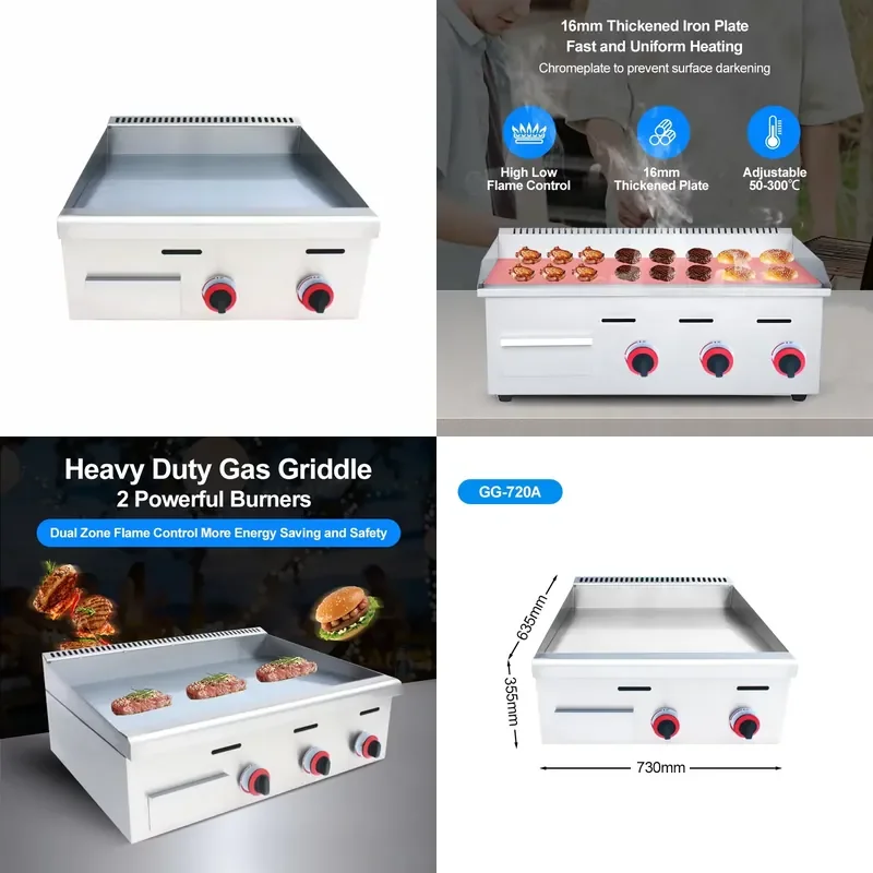 

Top Selling Restaurant 16mm Thick Heavy Stainless Steel Griddle Commercial Tabletop Griddle
