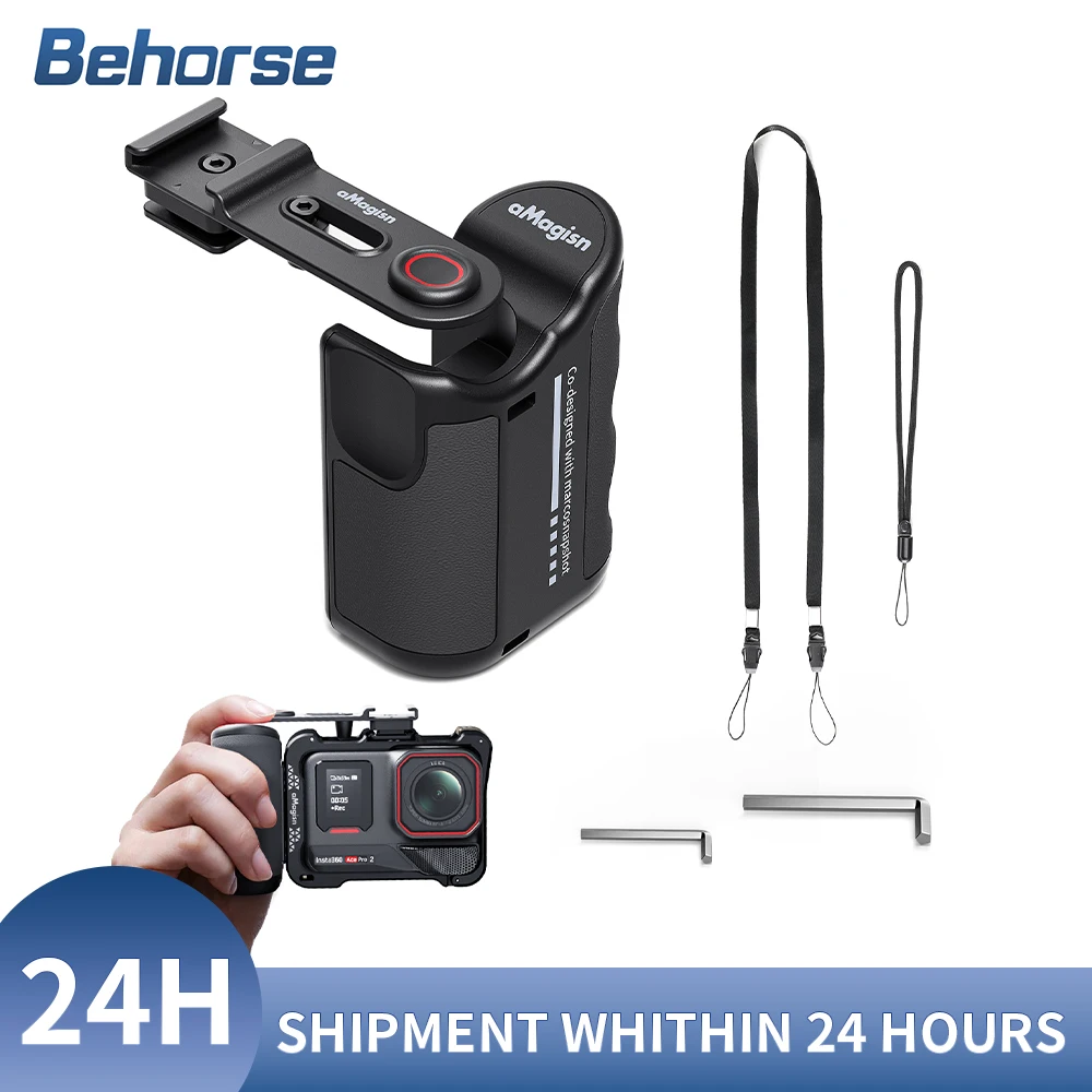 مقبض مقبض للتصوير الفوتوغرافي في الشوارع العالمي لـ Insta360 X5/Ace Pro 2/GoPro Hero 13/12 قبضة آمنة مضادة للاهتزاز لـ DJI Action 5 Pro