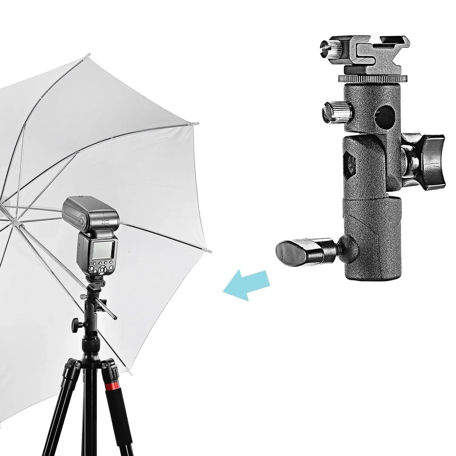 E Shape Universal Metal Flash Bracket Stand Hot Shoe Speed Lite Umbrella Holder Umbrella Mount Adapter For Photo Studio