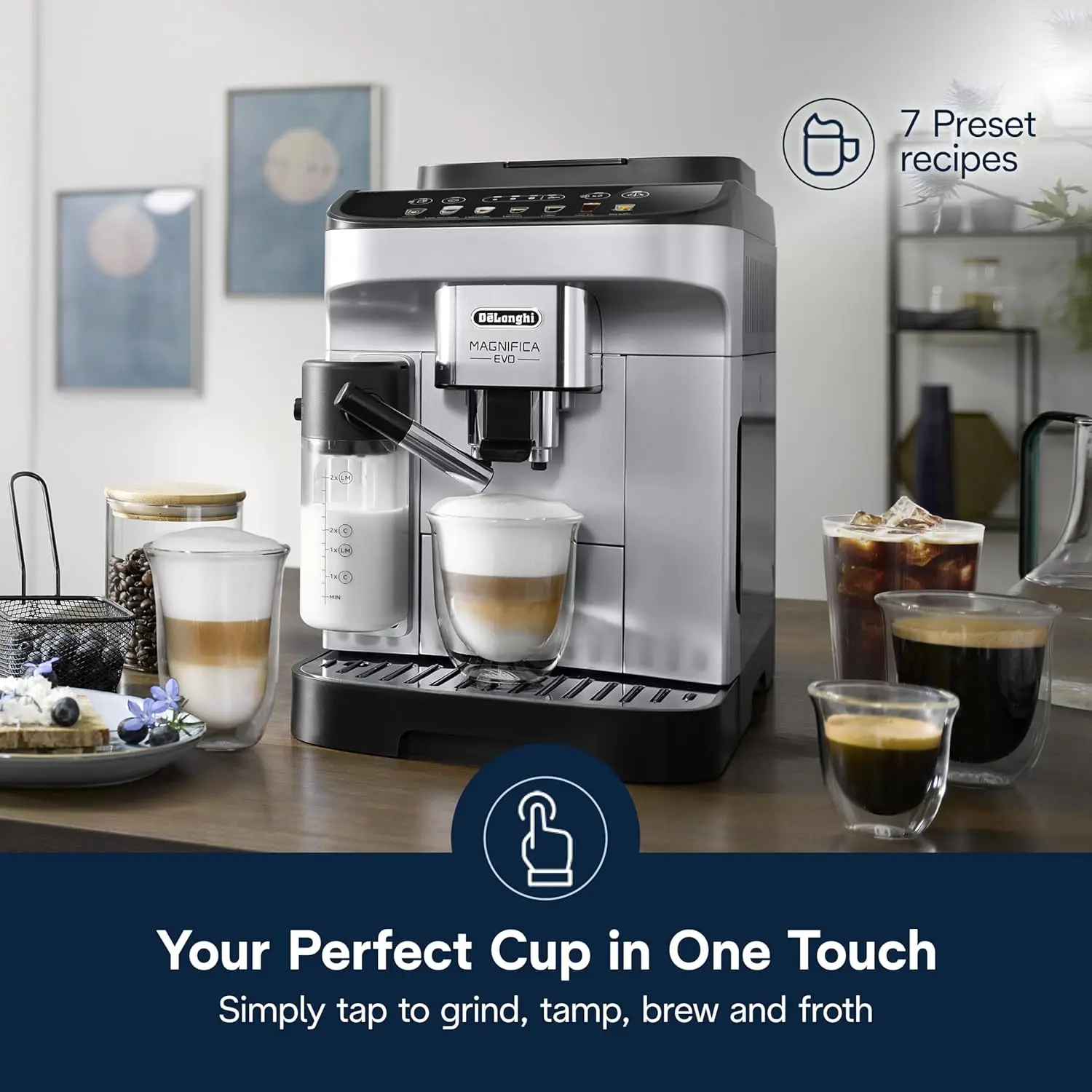 Automatic Espresso & Coffee Machine with Automatic Milk  for Latte, Cappuccino, Iced Coffee,