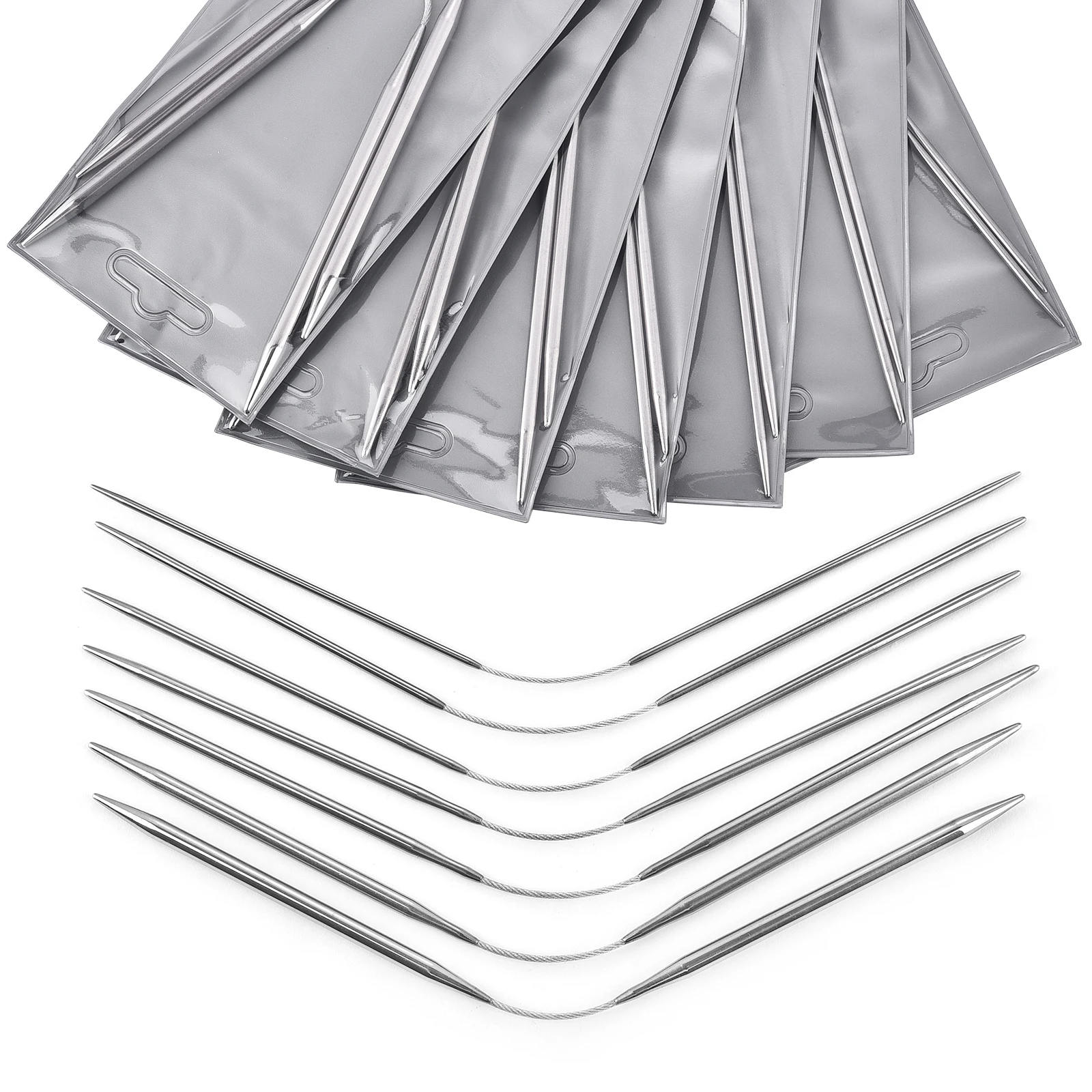 

3pcs/set Circular Knit Needles Knitting Metal Cable Circular Knitting Needles Set Knitting for Babies Sleeves Socks Accessories