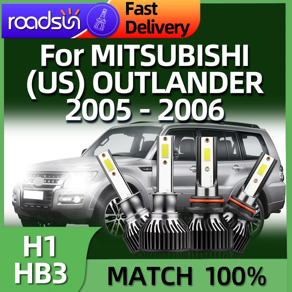 4Pcs Led Bulb H1 HB3 30000LM High Quality Car Headlight Kit 6000K COB CHip For MITSUBISHI (US) OUTLANDER 2005 2006