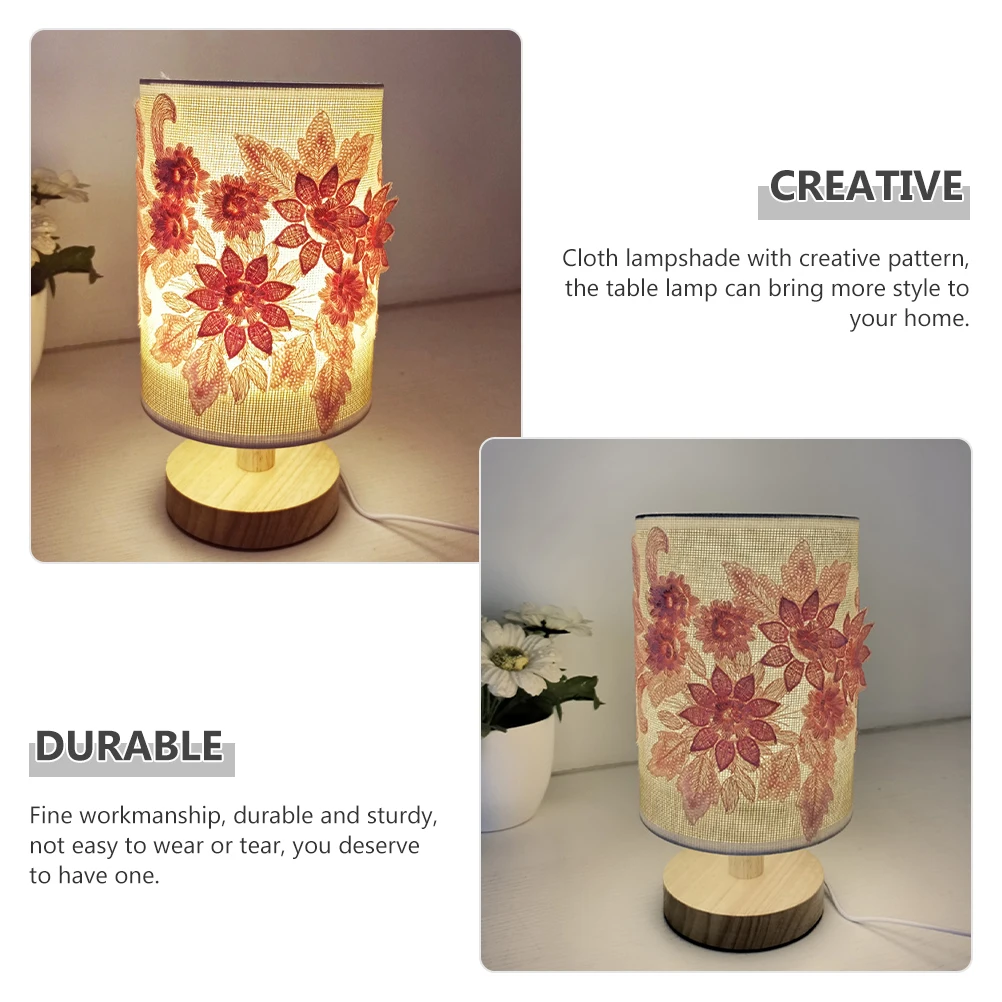 

Fabric Table Lamp Bedroom Bedside Small with Usb Light Night Stand Lights beside Ports Nightstand for