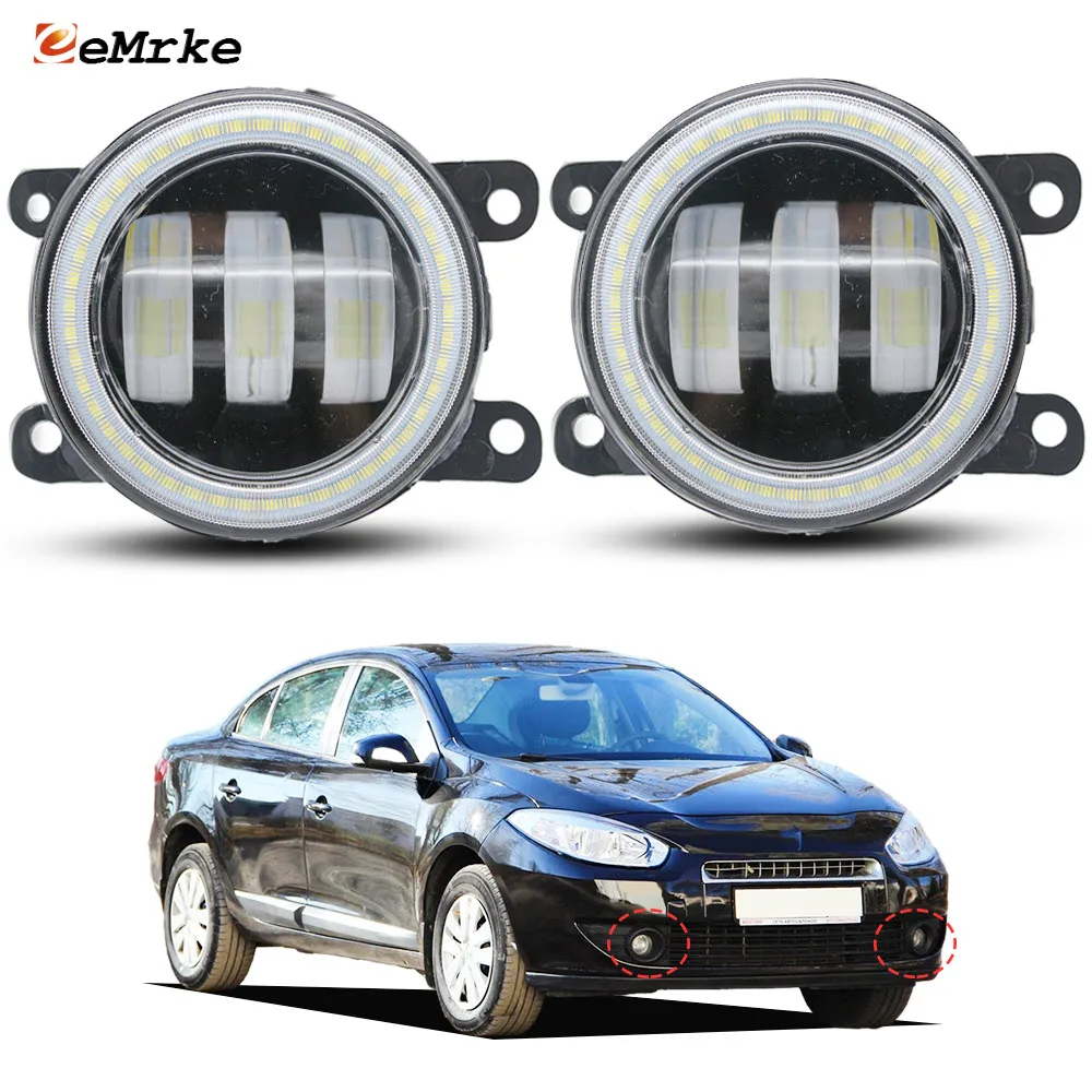 LED Lens Fog Lights for Renault Fluence Samsung SM3 L30 X38 2010 2011 2012 Angel Eyes DRL Car Fog Daytime Running Lamp Rings