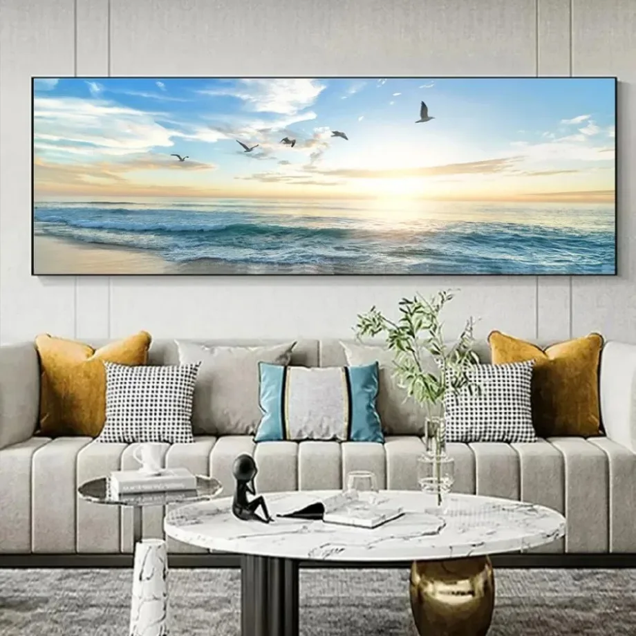 لوحات قماشية بمنظر غروب الشمس الطبيعي ، ملصقات ومطبوعات بدون إطار على شاطئ البحر ، صورة فنية جدارية لغرفة المعيشة ، ديكور المنزل