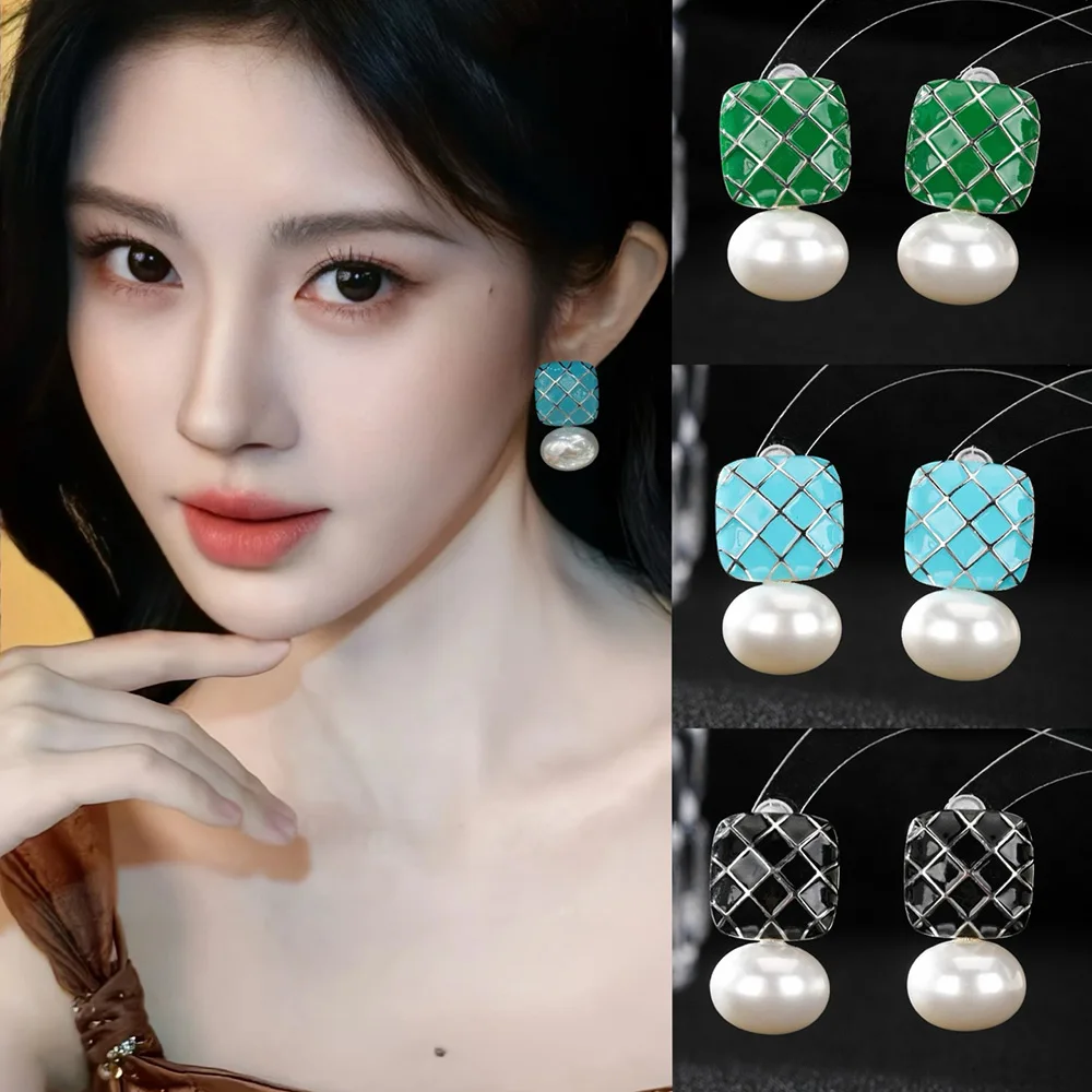 

Missvikki Luxury Oval Pearl Dangle Earrings Shiny Cubic Zircon Fashion Earrings For Women Bridal Wedding Party Accessories