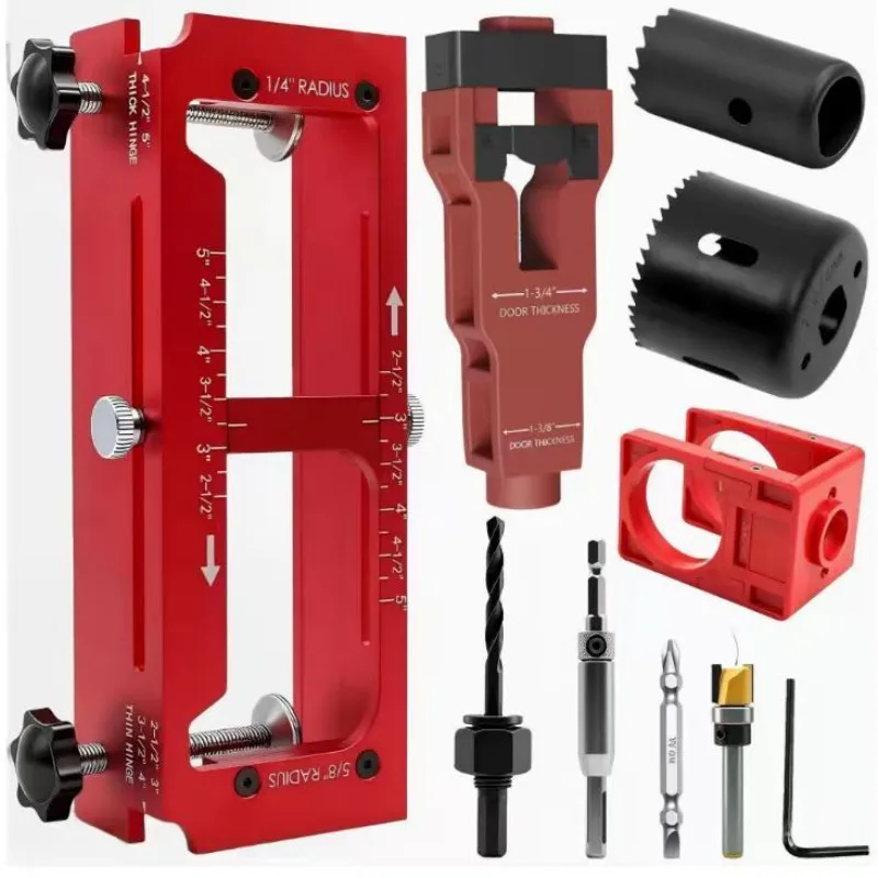 Door Hinge Jig Aluminum Alloy Door Hinge Template Kit for Router Adjustable Mortise Jig Fits Door Hinges From 2.5