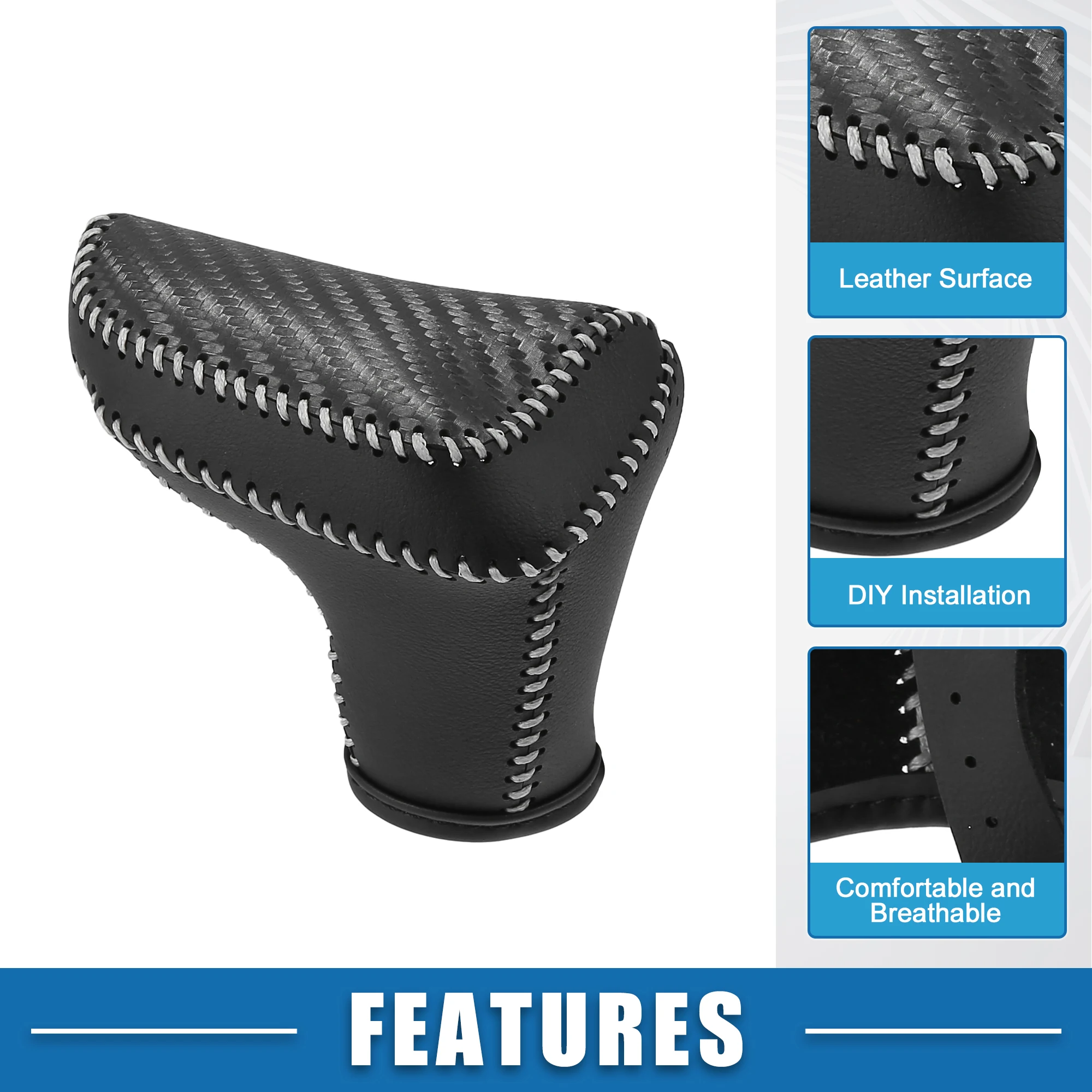 UXCELL Automatic Gear Shift Knob Cover Sheath Transmission Boot Shift Lever for Hyundai Elantra 2021-2023 Faux Leather Black