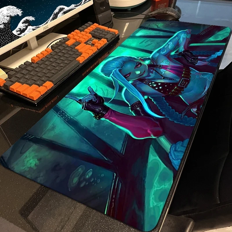 Tappetino per mouse da gioco League of Legends Jinx di alta qualità PC Laptop Gamer Mousepad Anime Tappetino antiscivolo Tastiera Tappetino da scrivania per Overwatch