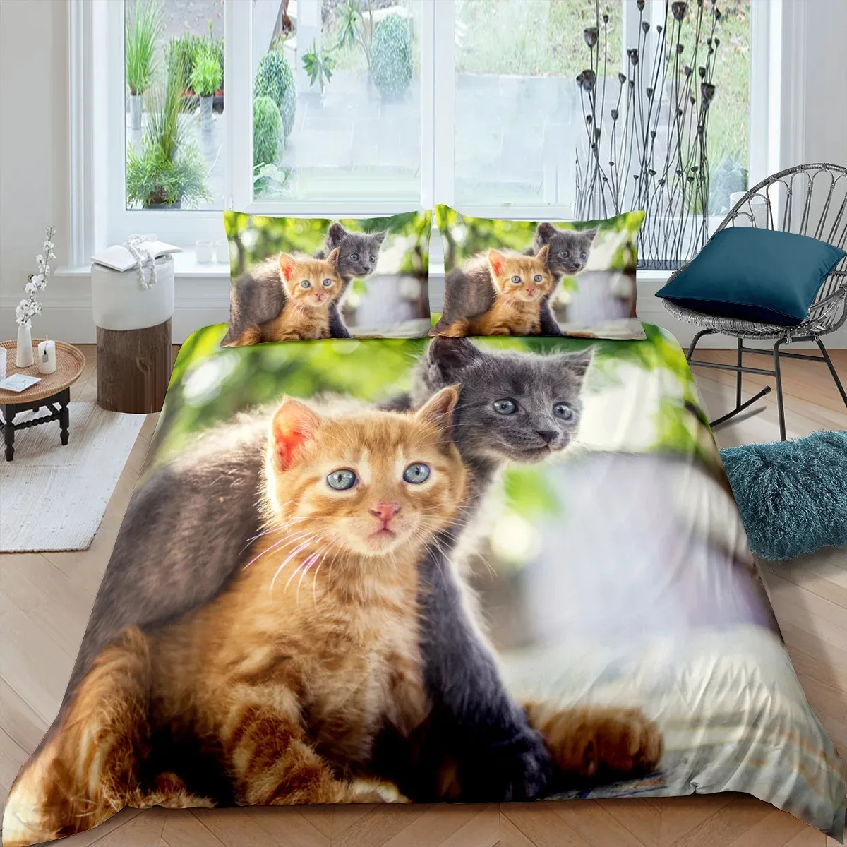 

Cat Duvet Cover Set Lovely Animal Bedding Multiple Colour 23PCS Quilt Cover,TwinFullQueenKing Size Polyester Comforter Cover