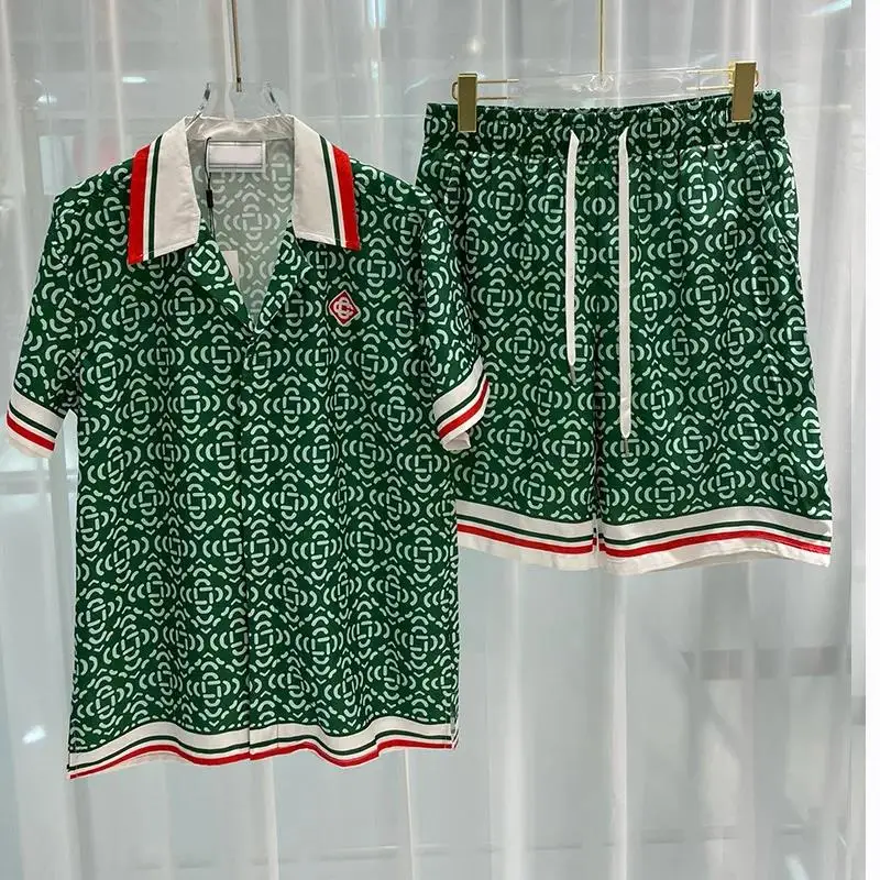 موسم الصيف الرجال عارضة قميص الشاطئ السراويل قميص هاواي صيفي مجموعة عصرية الشباب عبر الحدود نمط مريح للتنفس #2