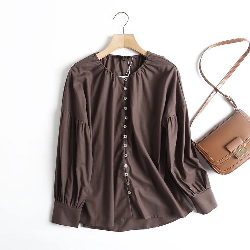 

Новая женская свободная длинная све круглая Ne Lantern Sve Linen irt универсальная рабочая одежда из смеси хлопка и льна на одной пуговице