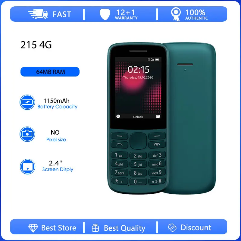 Оригинальный восстановленный 215 4G Dual Sim разблокированный GSM 900/1800 Bluetooth мобильный телефон русская арабская иврит клавиатура сделано в Финляндии