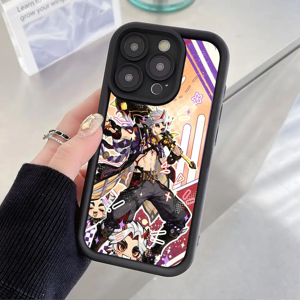 

Game GI Arataki Itto Phone Case for iPhone 17 16 15 14 13 12 11 Air Pro Max Plus Black Soft TPU Shockproof Cover