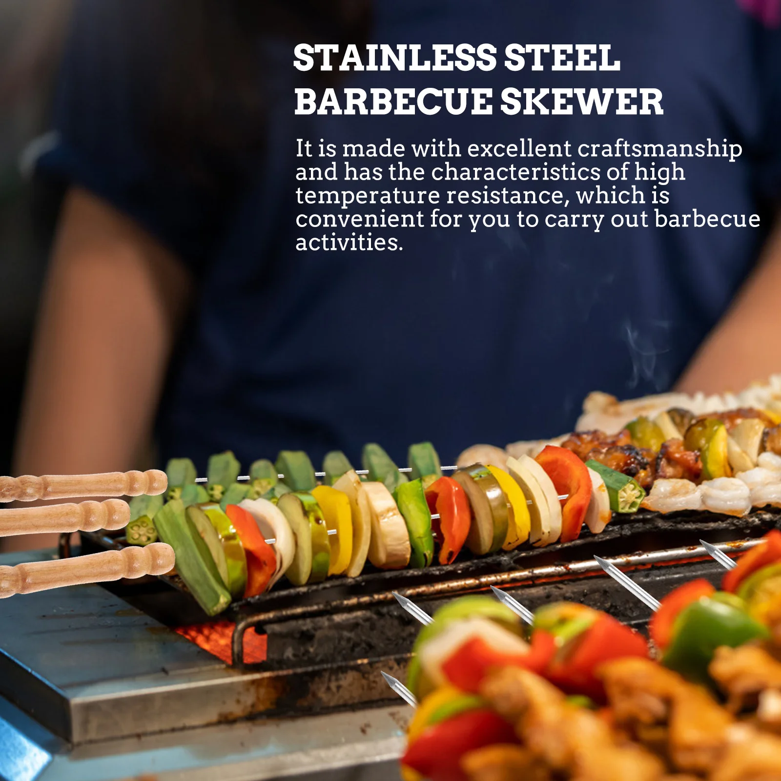 

30Pcs Stainless Steel Bbq Skewer Kit Reusable Grill Sticks High Quality Barbecue Tool for Party Barbecue Skewer