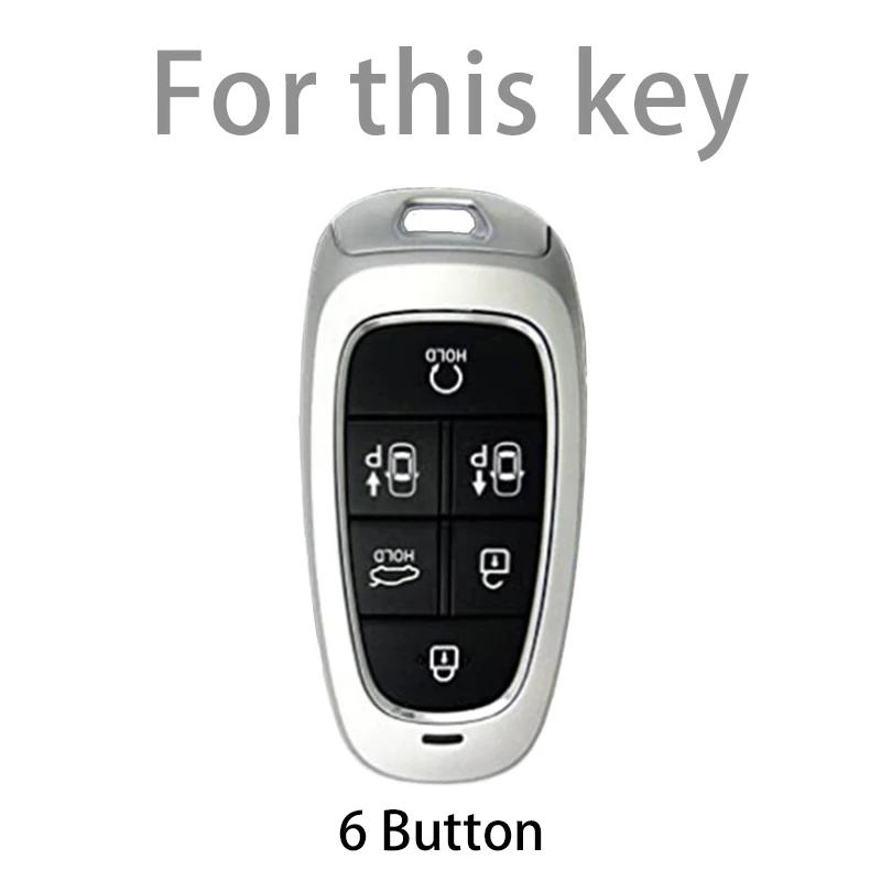 New Electroplated TPU Car Key Cover for Hyundai Santa Fe Tucson 2022 NEXO NX4 Atos Solaris Prime 2021 6 Button Premium Key Case