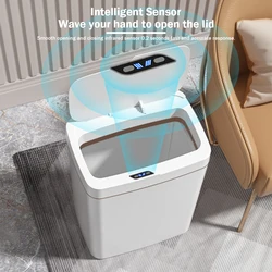 15/18L Intelligent Touchless Trash Can Rechargeable Auto Motion Sensor Rubbish Can Garbage Bucket for Kitchen Bathroom Bedroom