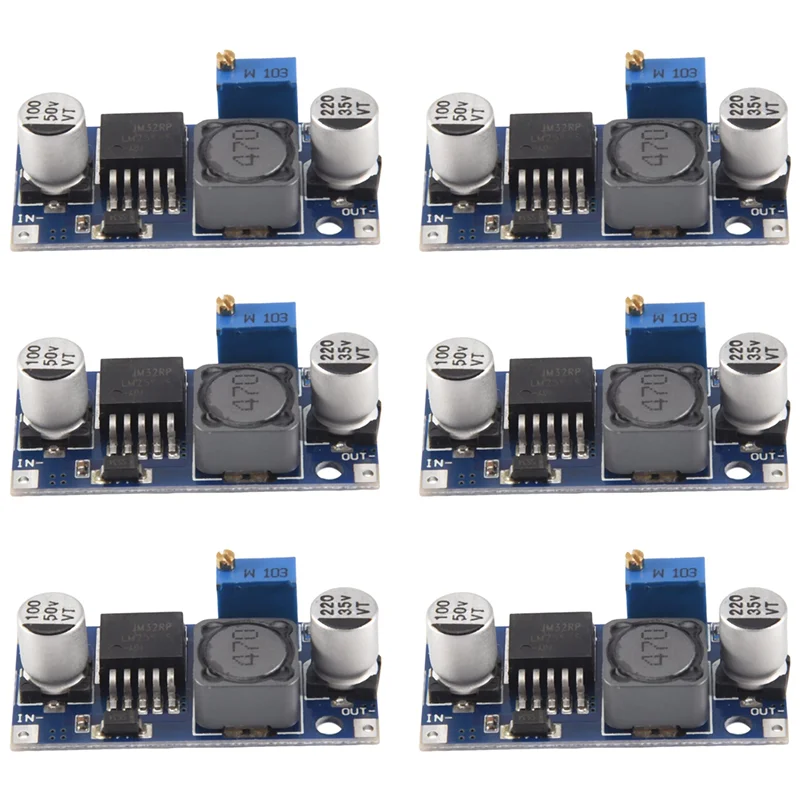 6-pack LM2596 DC naar DC Buck-converter 3,0-40V naar 1,5-35V voeding Step Down-module (6-pack)