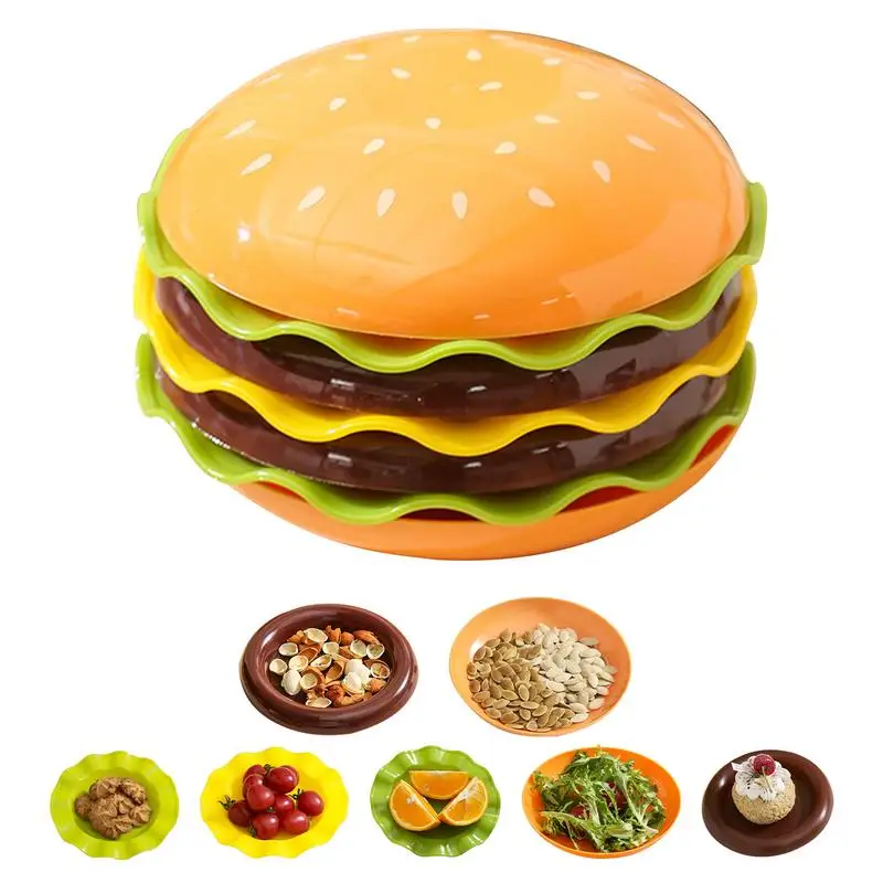 

Hamburger Plate Set Stackable Hamburger Plate Set Burger 6 Layers Mini Dinner Plate home dining plate Table Decoration