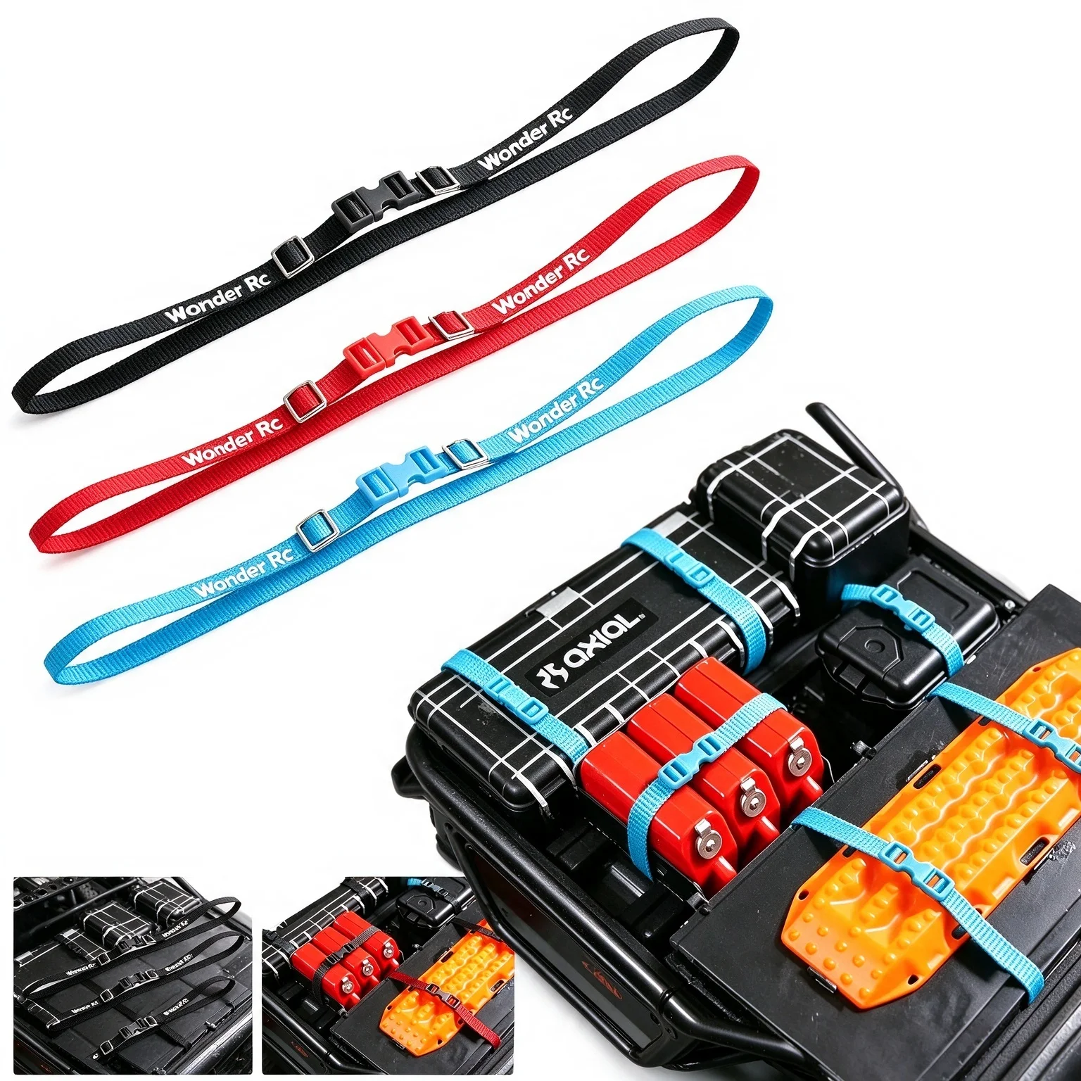 OGRC 1/10 RC Crawler Roof Rack Buckle Straps Luggage Fixing Belt for Axial SCX10 TRX4 Nylon Tie Down Band Upgrade Accessories