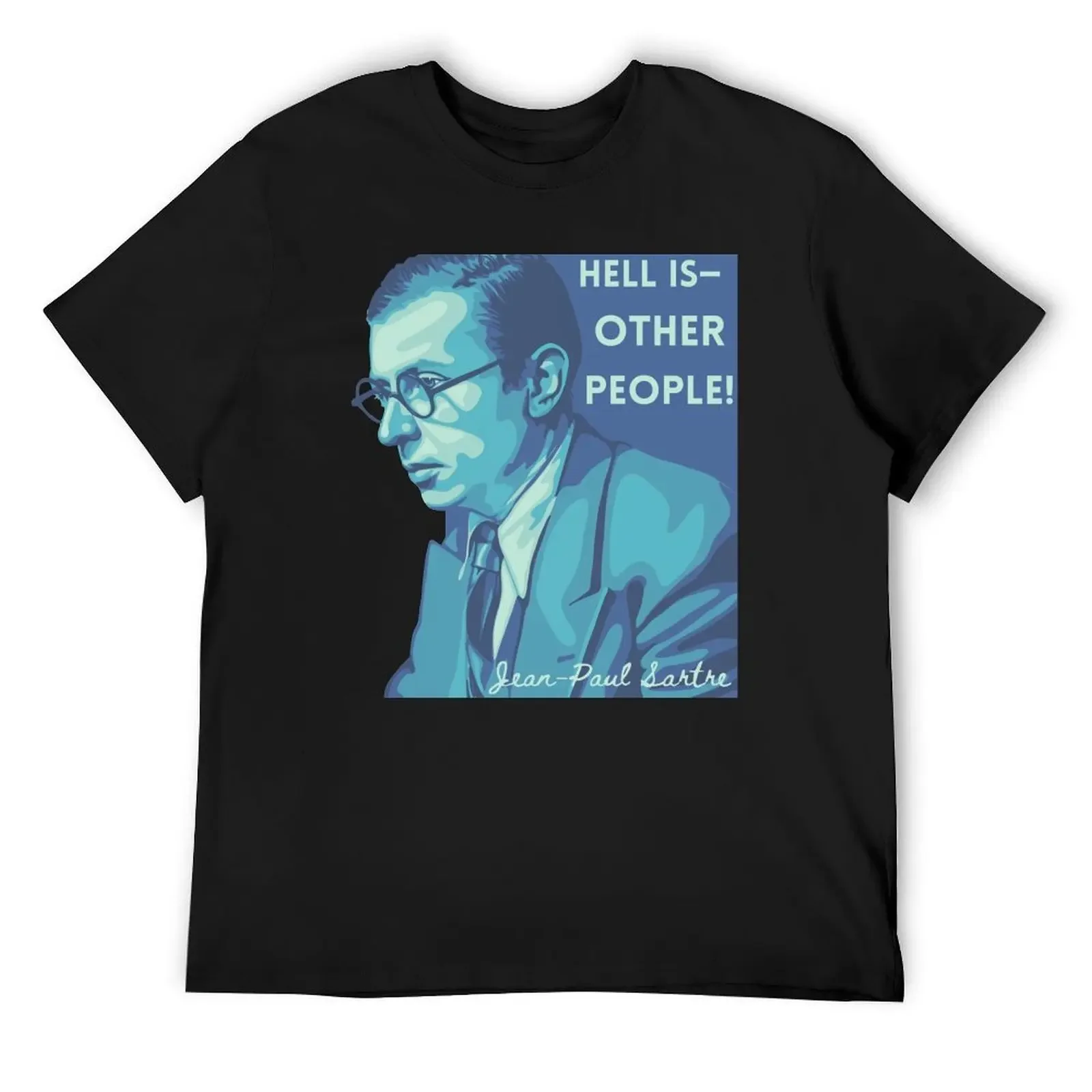 Jean-Paul Sartre Portrait and Quote T-Shirt graphic t shirts hippie clothes oversized t shirt men