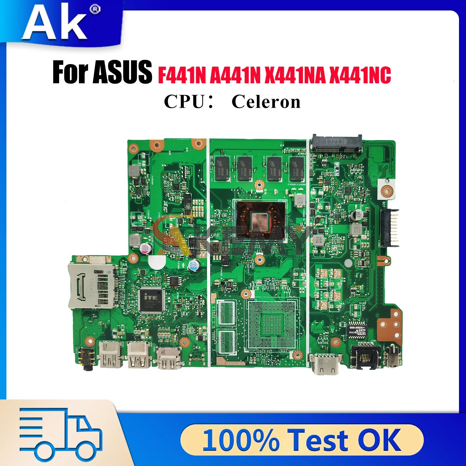 

X441NA Материнская плата для ноутбука ASUS VivoBook X441NC A441N X441NA F441N X441N Материнская плата с процессором Celeron 100% тестирование ОК быстрая доставка