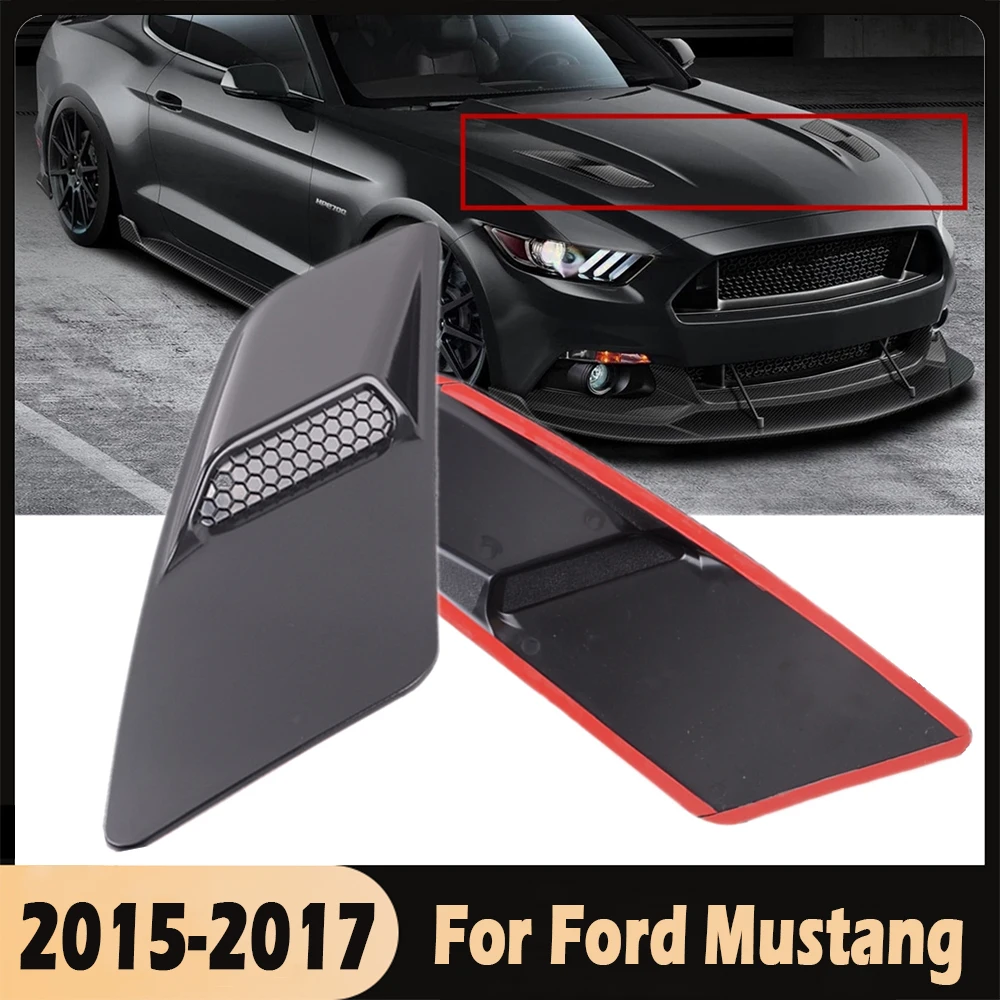 

Pairs ABS Car Front Hood Air Intake Trim Scoop Vent Guards Heat Hoods Cover Panel For Ford Mustang 2015-2017