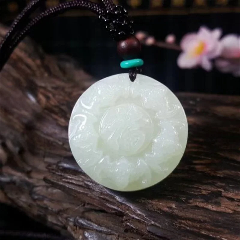 Hotan Fortune Pendant, White Men and Women, Bat Jade Amulet Good Luck