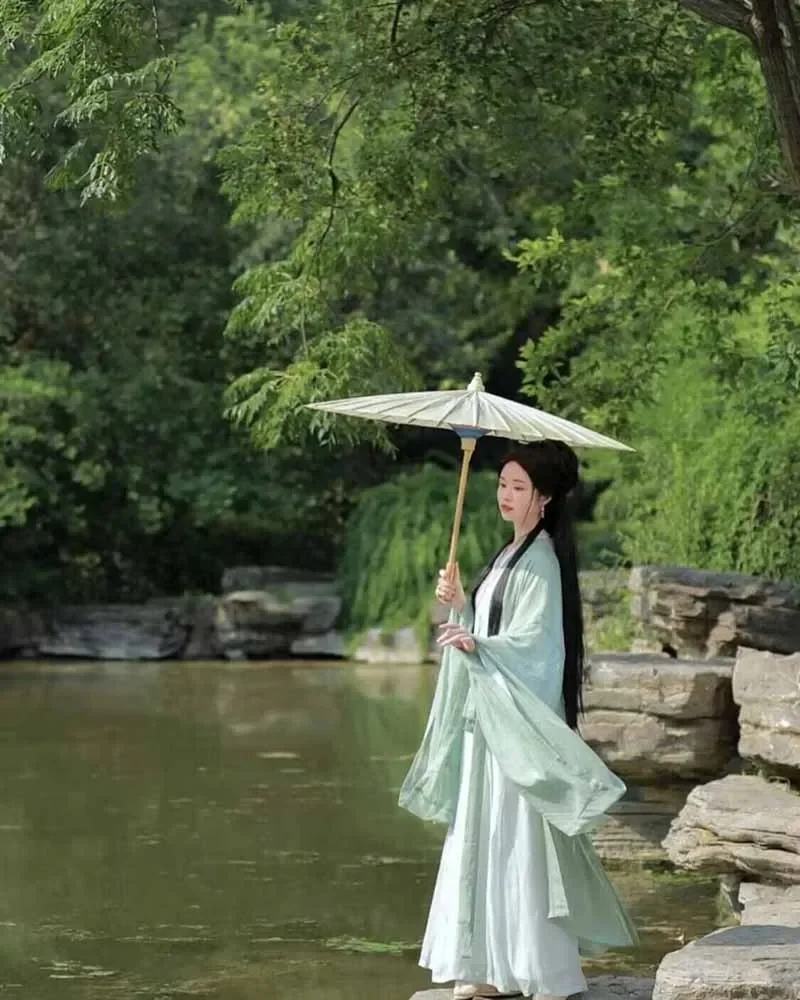 ชุด4XL Hanfu ขนาดใหญ่สำหรับผู้หญิงชุดจีนดั้งเดิมชุดเดรสสีเขียวฤดูร้อนชุดคอสเพลย์ผู้หญิงจีนโบราณชุด2ชิ้น3XL ขนาดใหญ่พิเศษ