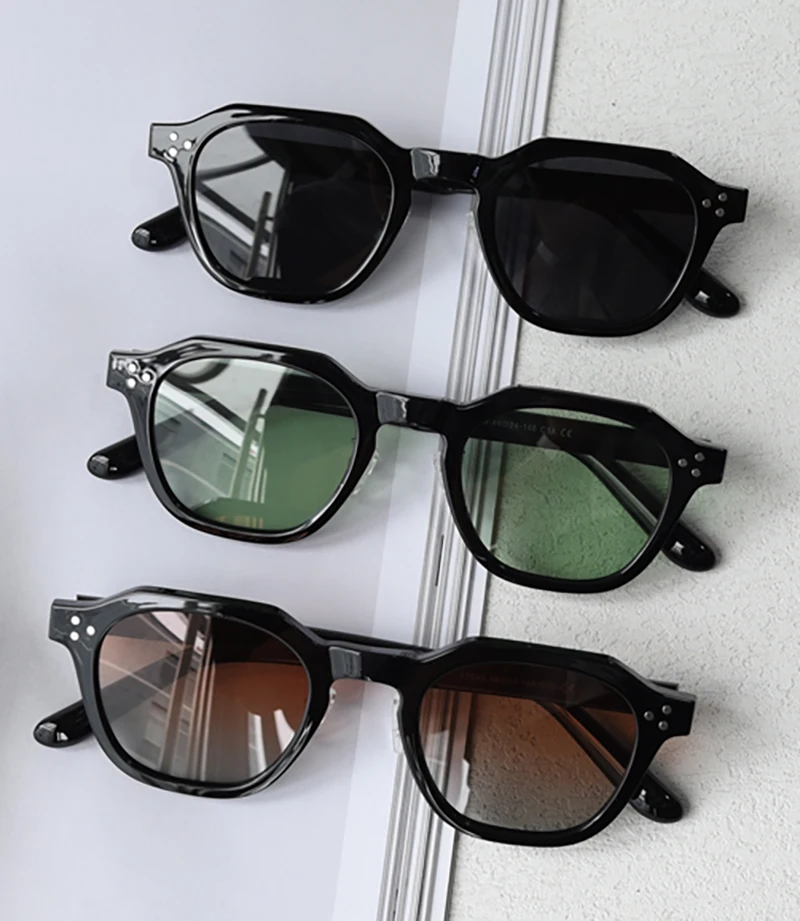 Peekaboo Retro-Sonnenbrille im koreanischen Stil für Damen, TR90-Rahmen, Polygon-polarisierte Sonnenbrille, UV400, männlich, grün, braun, 2023, Sommer – Detail 2