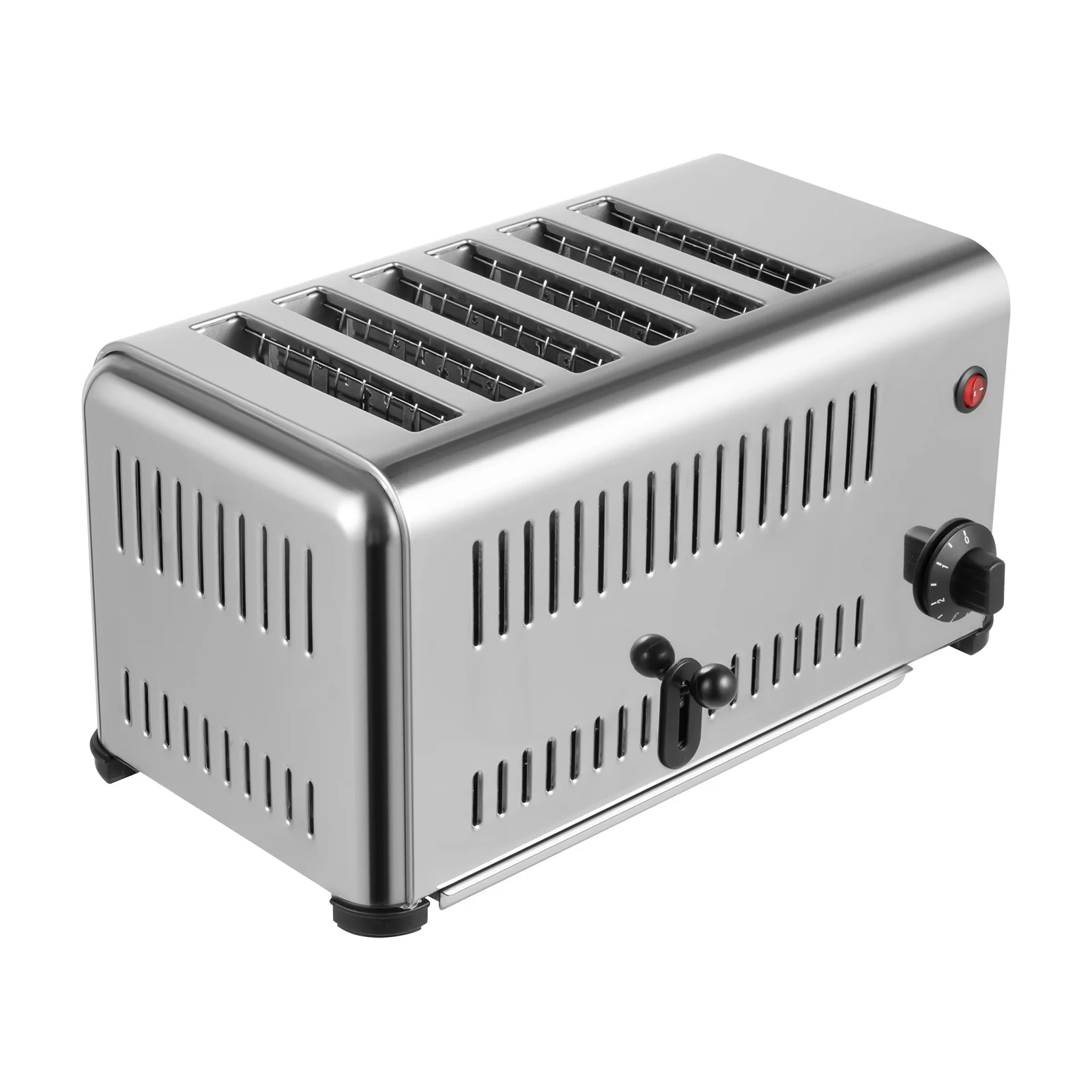 110V 1680W Commercial Bread Maker Machine 6 Slices 1.2 Inch Slot for Breakfast Silver Toaster Home Bread Baking Machine