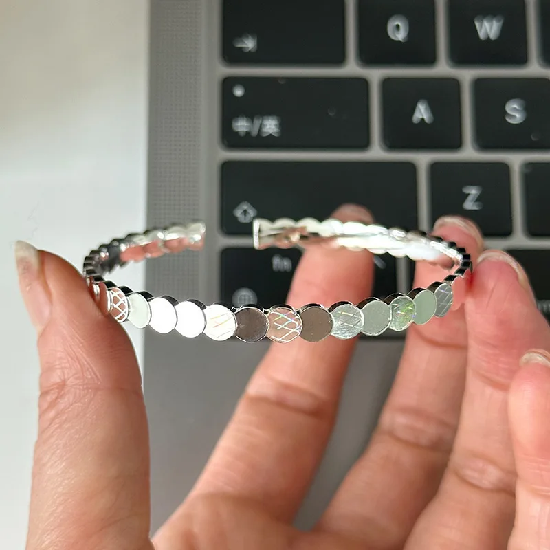 

New Irregular Fish Scale Striped Bangle 925 Sterling Silver Jewelry Solid Personalized Elegant Opening Bracelets TYB639