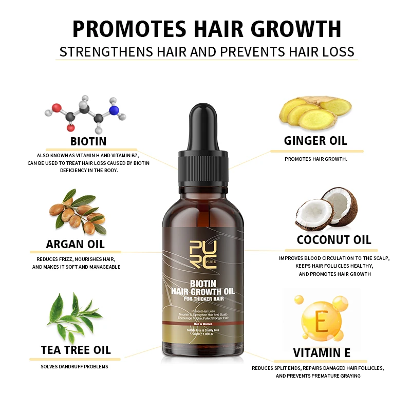 Biotin Hair Oil For Hair Growth Anti Hair Loss Nourishing Volumizing Strenghtening Treatment Hair Growth Product for Men Women