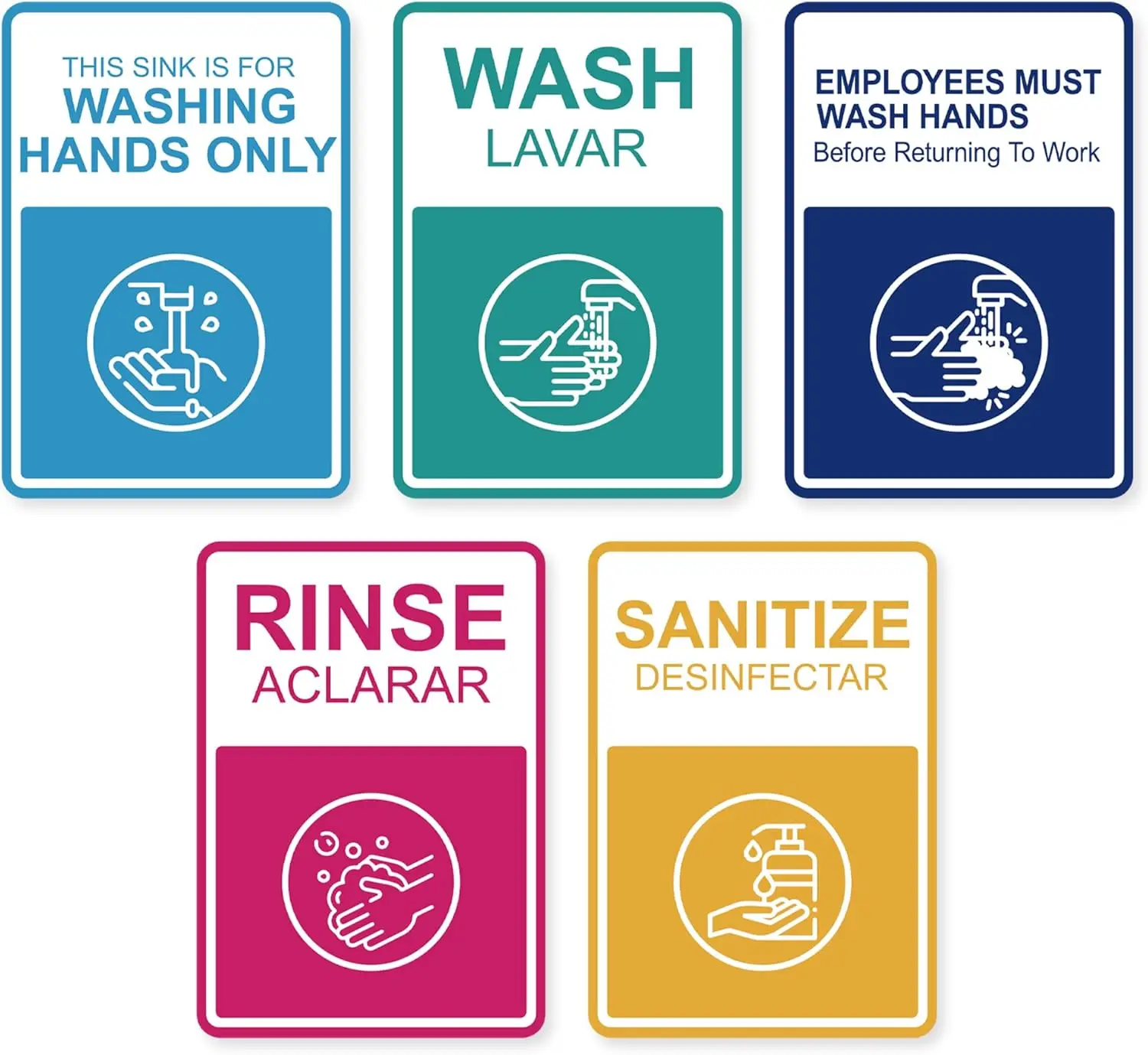 5pcs Set of Label Stickers for Sink Disinfection Stations Wa