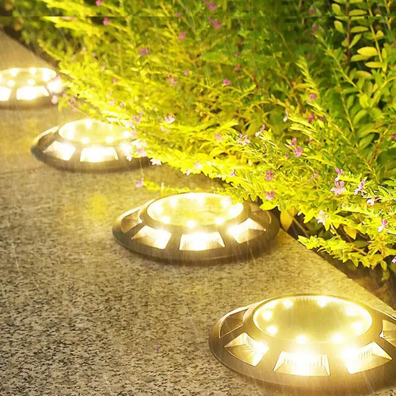 Garden Stake Lights Solar Powered Waterproof LED Solar In-Ground Lights For Garden 4x Decorative Landscape Path Lamp For Outside