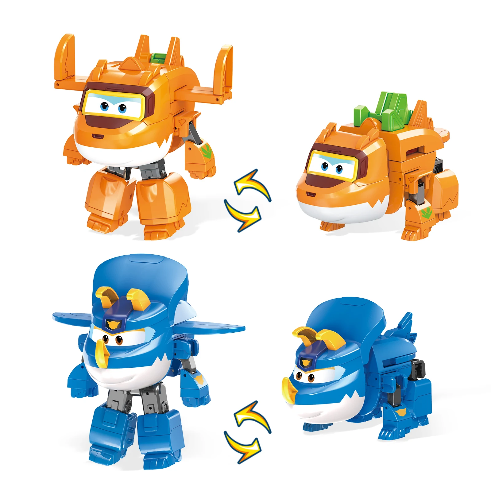 Super Wings Conjunto de Brinquedos Transformáveis 5 em 1 Stego & Trico, Brinquedo de Resgate Aéreo 2 em 1 para Crianças de 3 a 6 Anos, Figuras de Avião para Crianças Pequenas