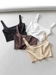 Hot Sale Summer Women Sexy Sleeveless Tops Fashion Short Square Collar Tank Tops 4 Colors