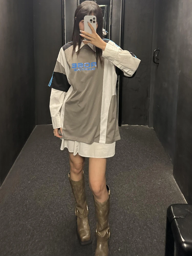 

Футболка e Rose FW24 в американском ретро-стиле с цветными буквами, свободного кроя, из дышащего хлопка, с коротким рукавом и круглым вырезом