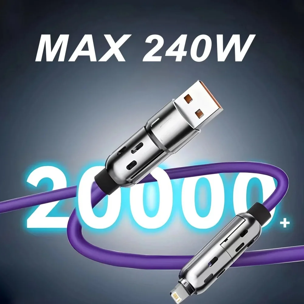 

240W 4-in-1 USB Type C Cords Silicone Fast Charging 2/1.5/1m Type-C To Micro USB Data Cables For iPhone Huawei Samsung Xiaomi 15