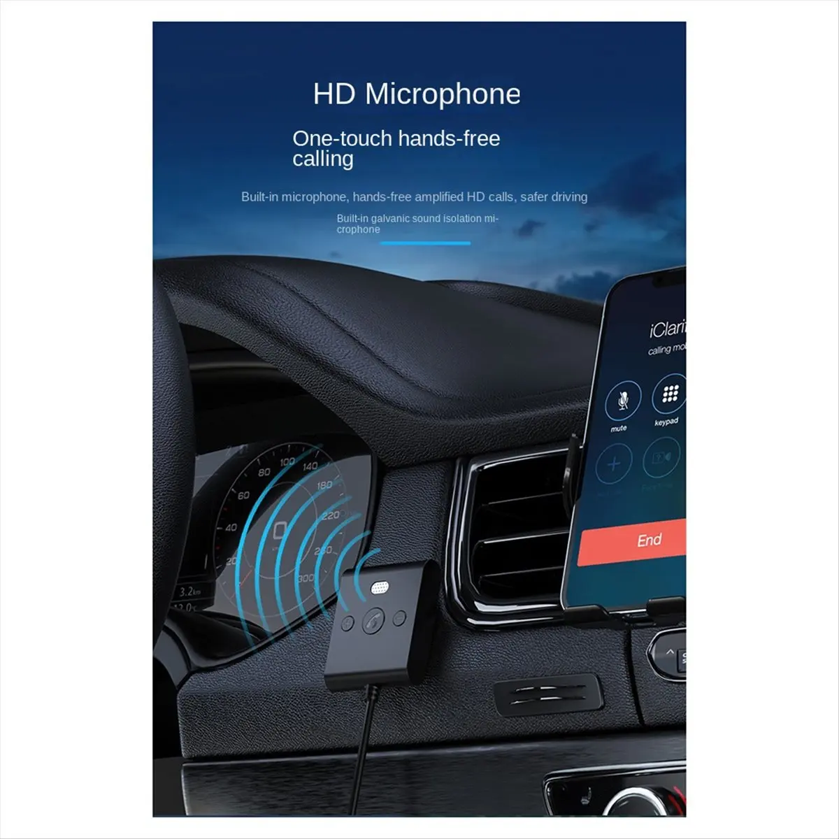 ABAN Bluetooth 5.4 AUX Car Adapter Wtih Mic 3.5MM USB U-Disk Stereo Wireless Audio Receiver Car Kit Handsfree Calls Music