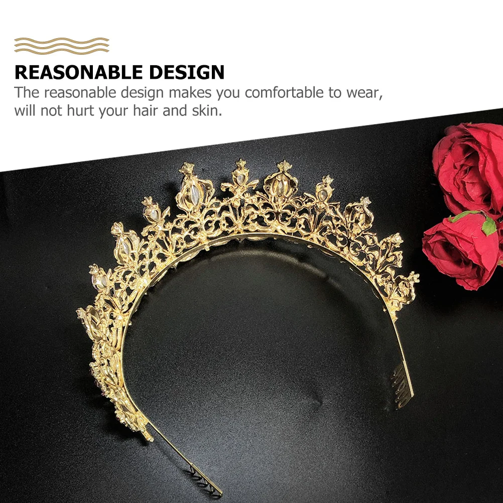 1Pcs Bride Crown Elegant Wedding Tiara Comfortable Hair Headdress Charming Bridal Banquet Rhinestone Decor Bride Crown