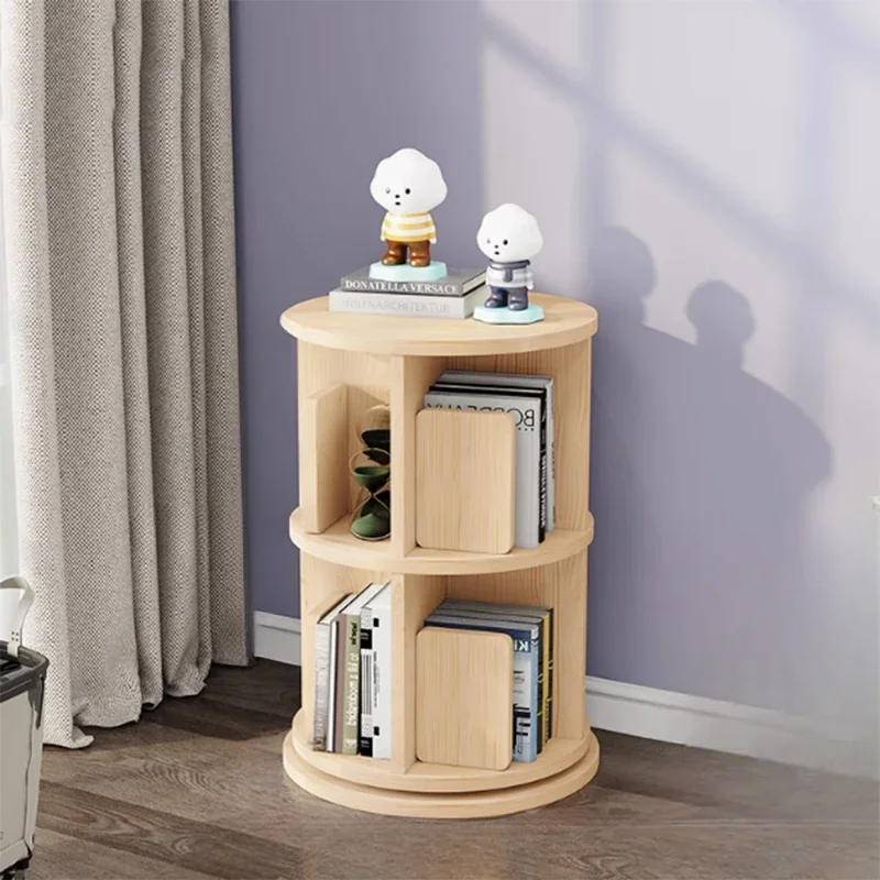 

Wooden Rotating Bookcase Living Room Modern Desk Organizer Storage Book Shelf Rotatable Estanteria Libros Furniture Home