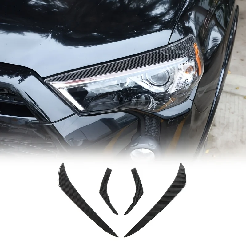 4Pcs/Set Headlight Eyebrow Eyelid Strip Cover Trim For 4Runner Real Carbon Fiber 2010+