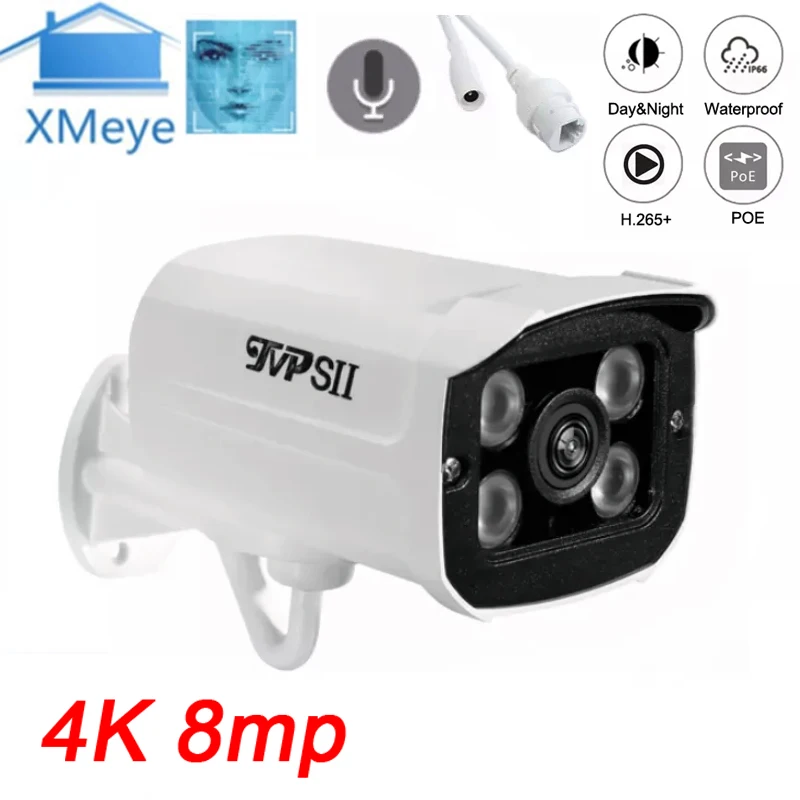 

Full Color Infrared 8mp 4K Sony IMX415 XMeye Metal Waterproof Auido H.265+ Face Detection ONVIF POE IP Surveillance CCTV Camera