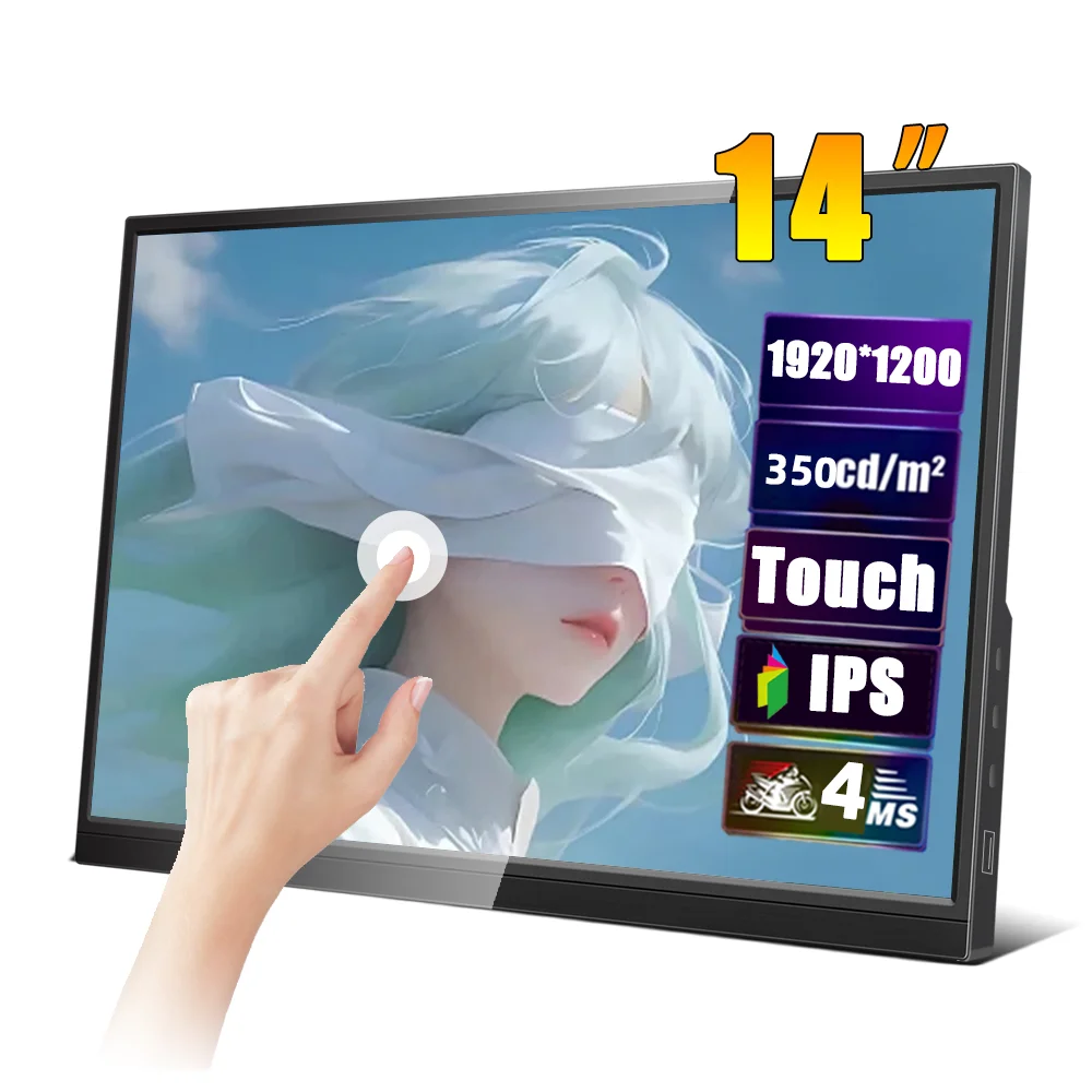 

14 "Portable touch screen FHD 1920x1200 16:10 IPS Panel Secondary display Computer monitor Type-C HDMI for Xbox Switch laptops