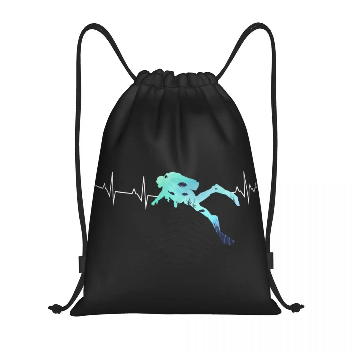 

Custom Scuba Diving Heartbeat Drawstring Backpack Sports Gym Bag for Women Men Dive Diver Shopping Sackpack