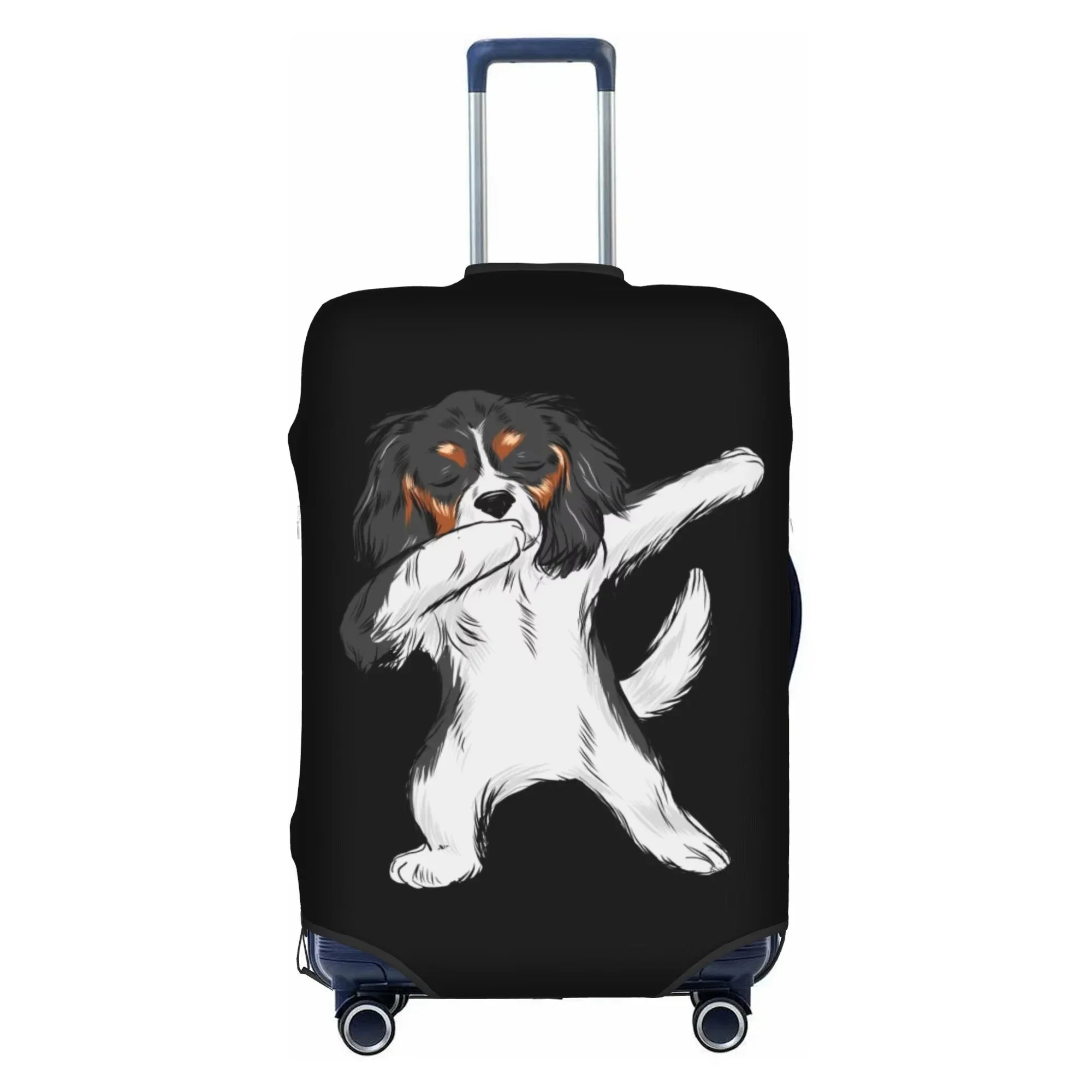 Cavalier Dog Floral Print Luggage Cover Elastic Suitcase Protector Dustproof Anti Scratch For 18-32 Inch Travel Case