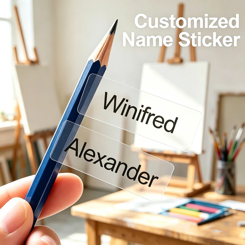 Sticker Label Roll - Custom Transparent Name Stickers,Personalized Waterproof &